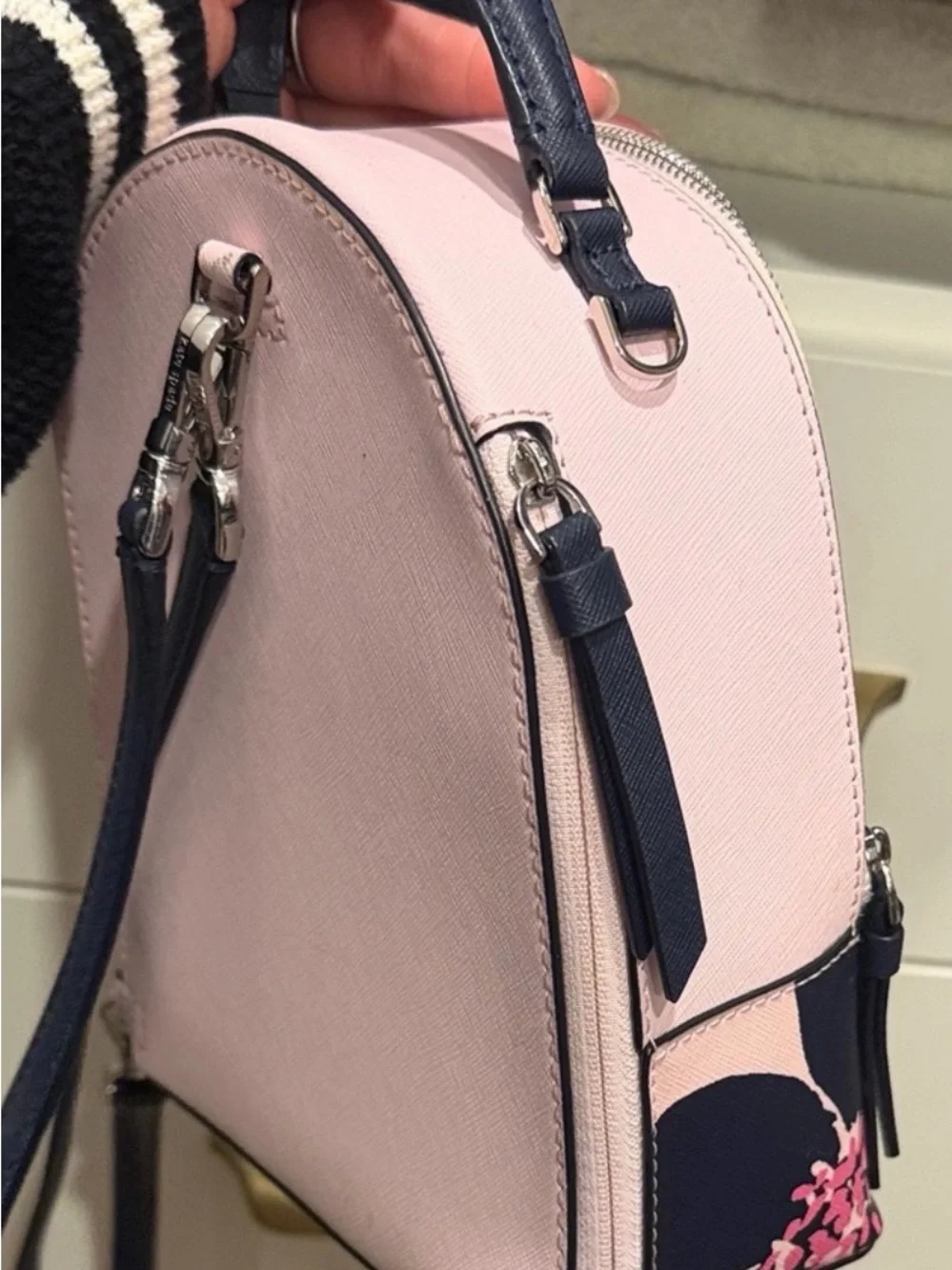 kate spade Navy and Pink Floral Mini Backpack